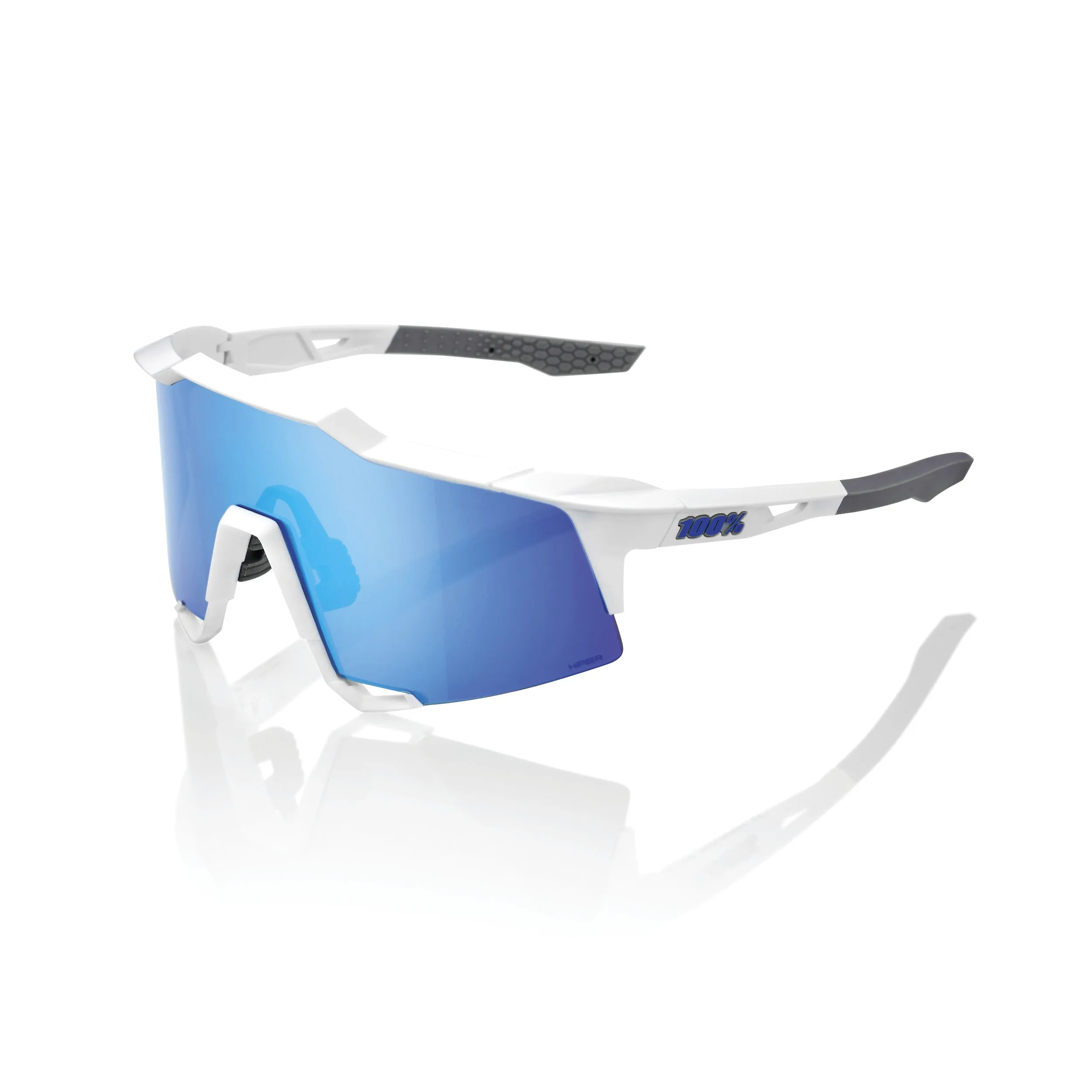 100% SPEEDCRAFT Sport Performance Sunglasses, Matte White, Blue