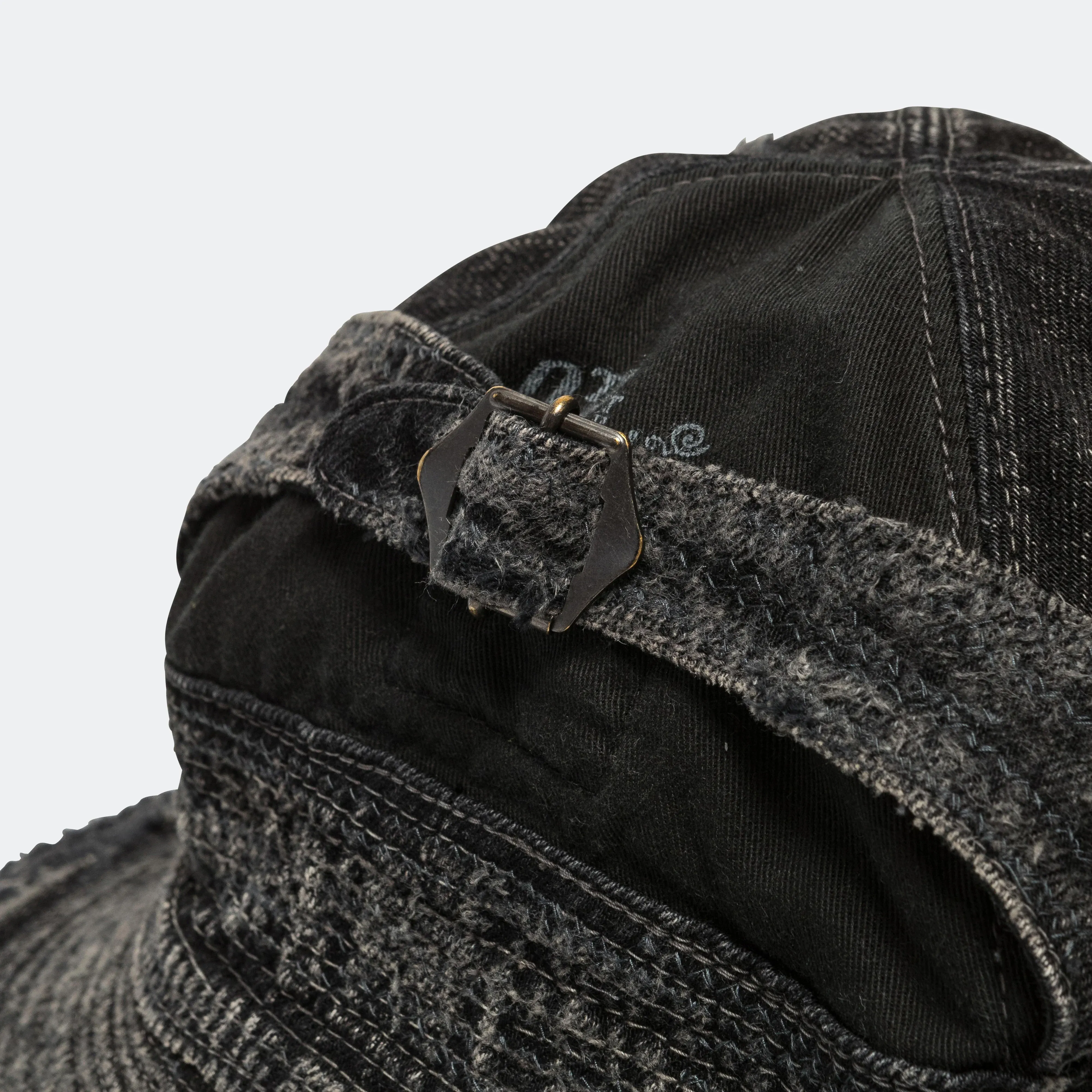 11.5ozBLK×BLK Denim THE OLD MAN AND THE SEA Hat (CRASH REMAKE) -  Black