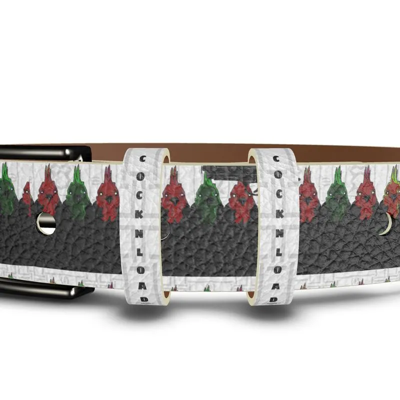 #426 cocknload belt rooster/gun print