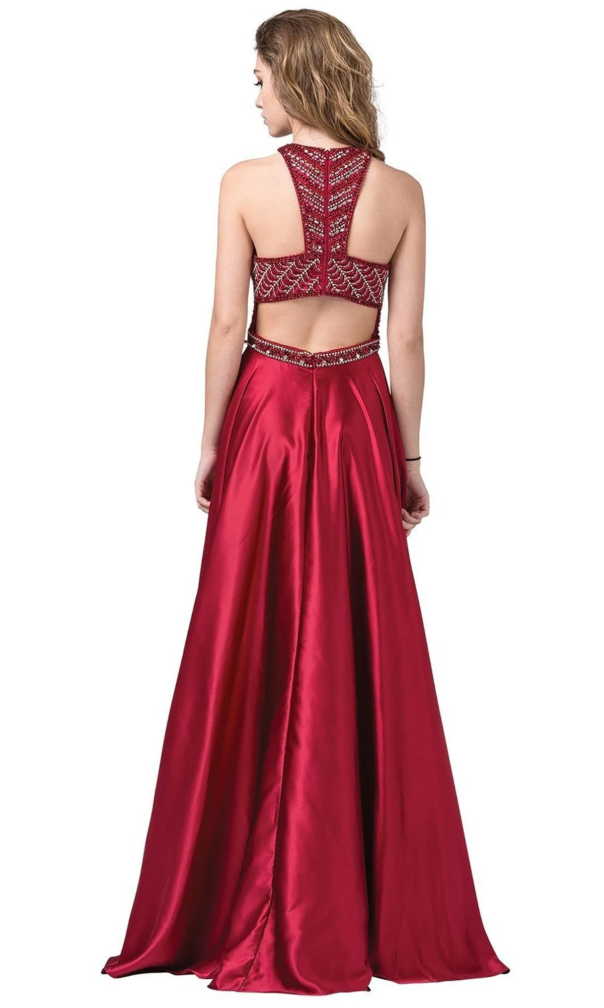 A-Line High-Neck Formal Dress with Beaded Bodice