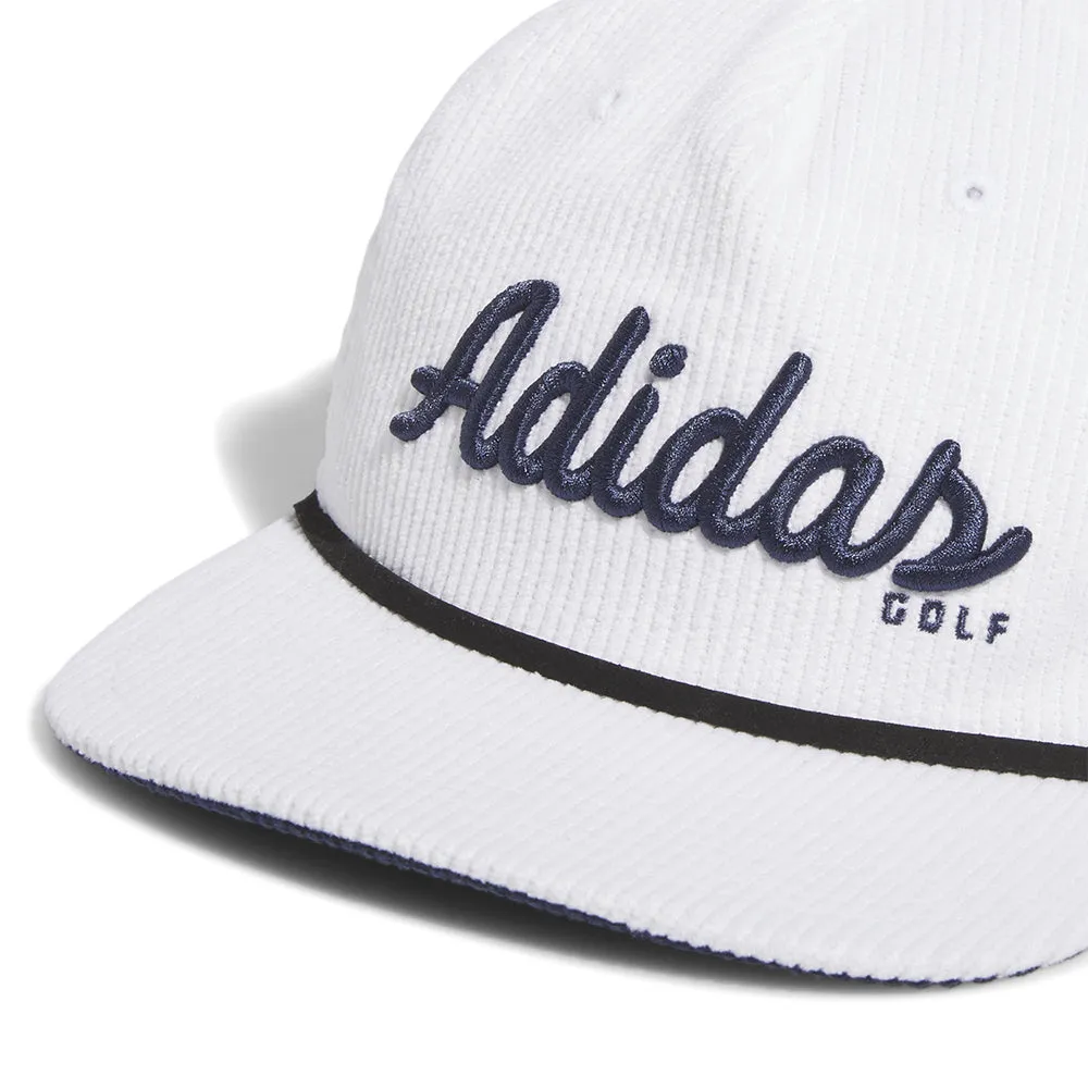 adidas Corduroy Leather 5-Panel Rope Cap - White