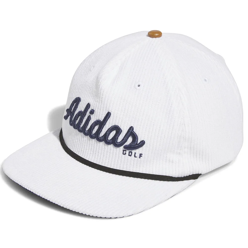 adidas Corduroy Leather 5-Panel Rope Cap - White