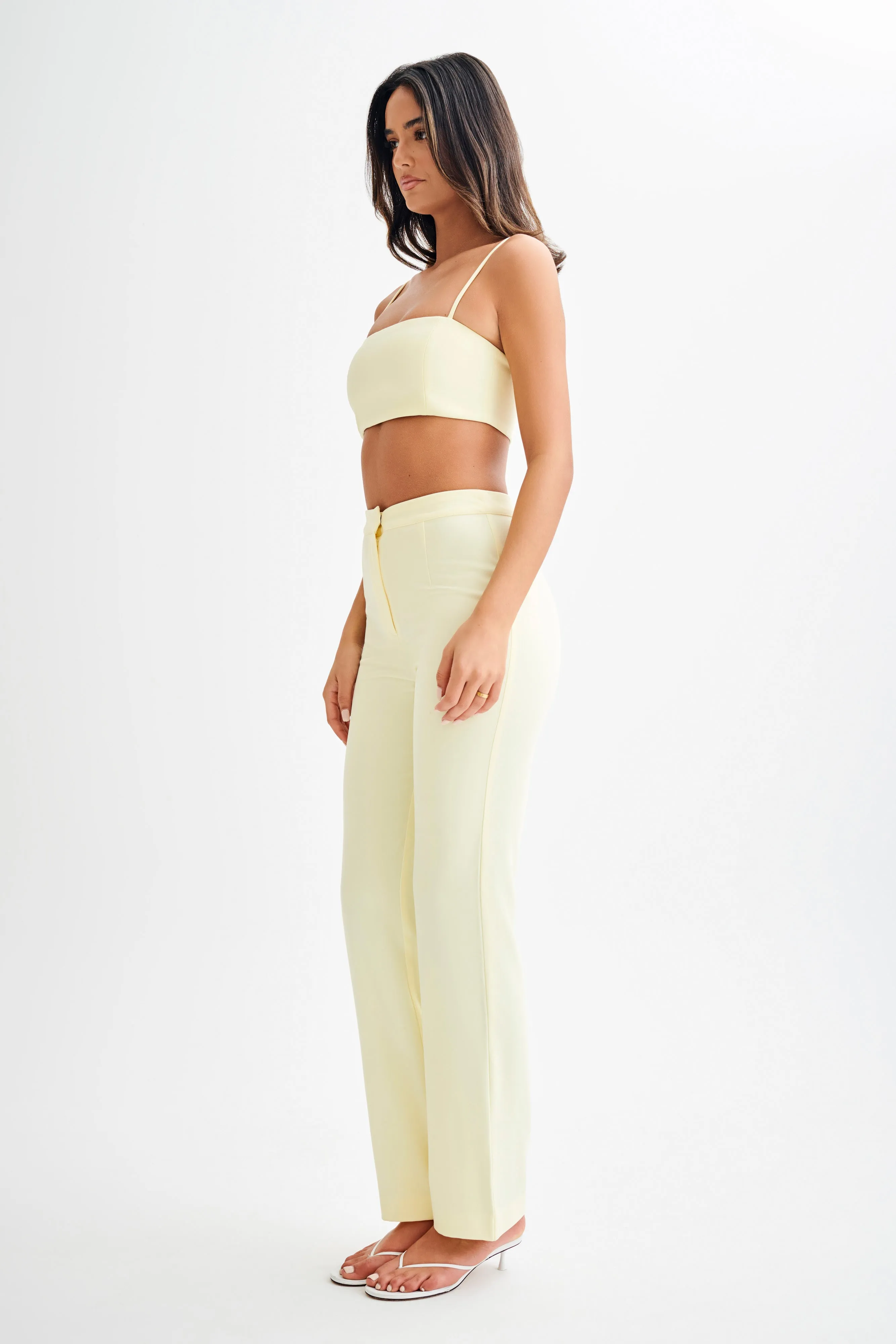 Allanah Suiting Straight Leg Pant - Pastel Lemon