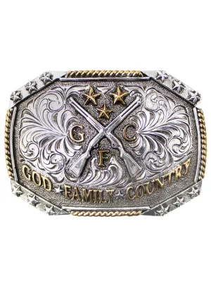 AndWest 734 God Family Country Buckle Gold And Silver