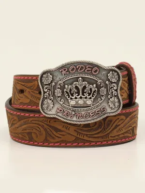 Angel Ranch D130002034 Kids Tooled Floral Lace Stitch Belt Brown