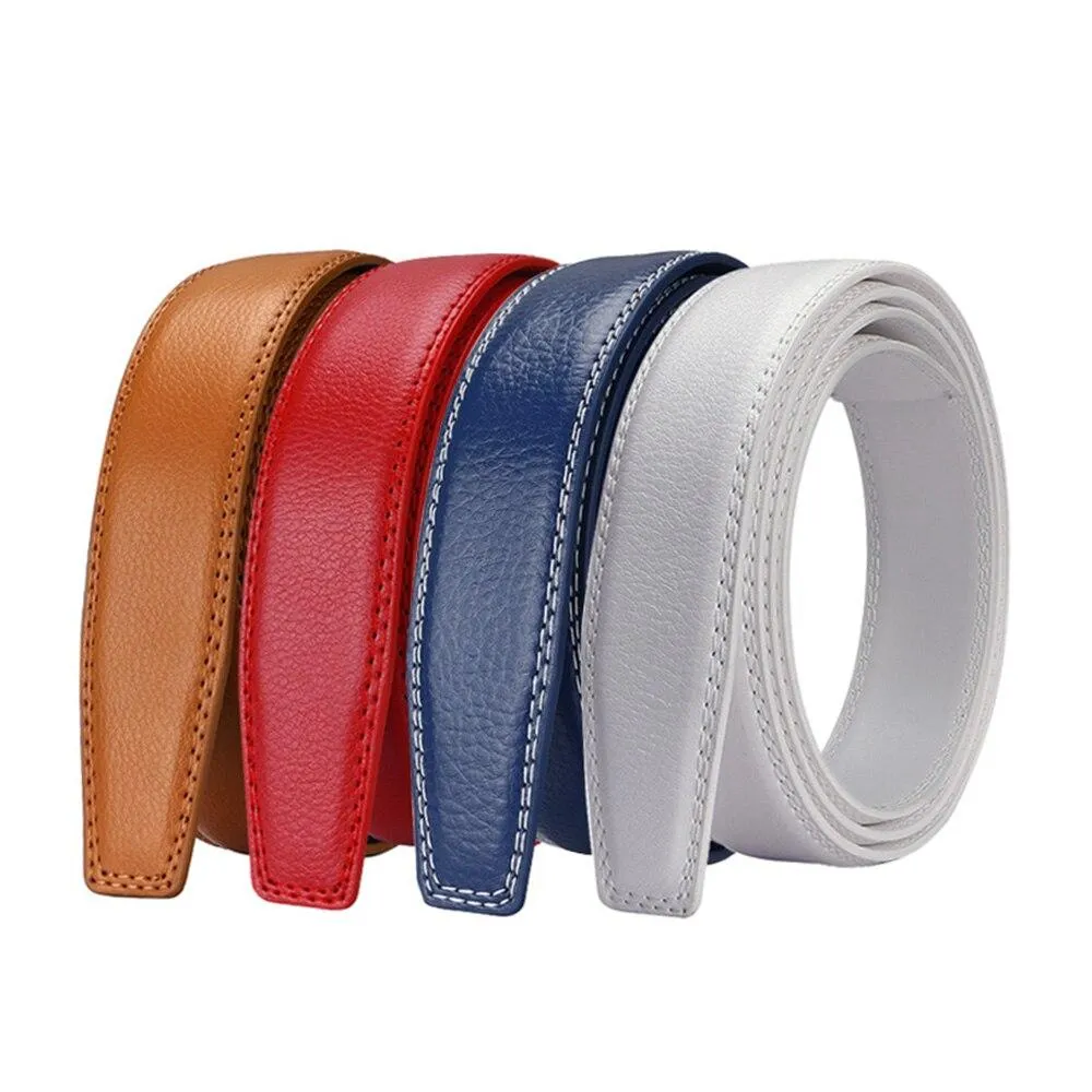 Automatic Men's Blue Cowskin Leather 31mm Width Belt Strip without Buckle