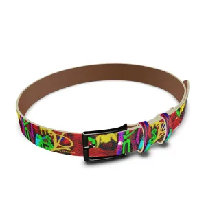 #Be138 LDCC frolic print leather belt