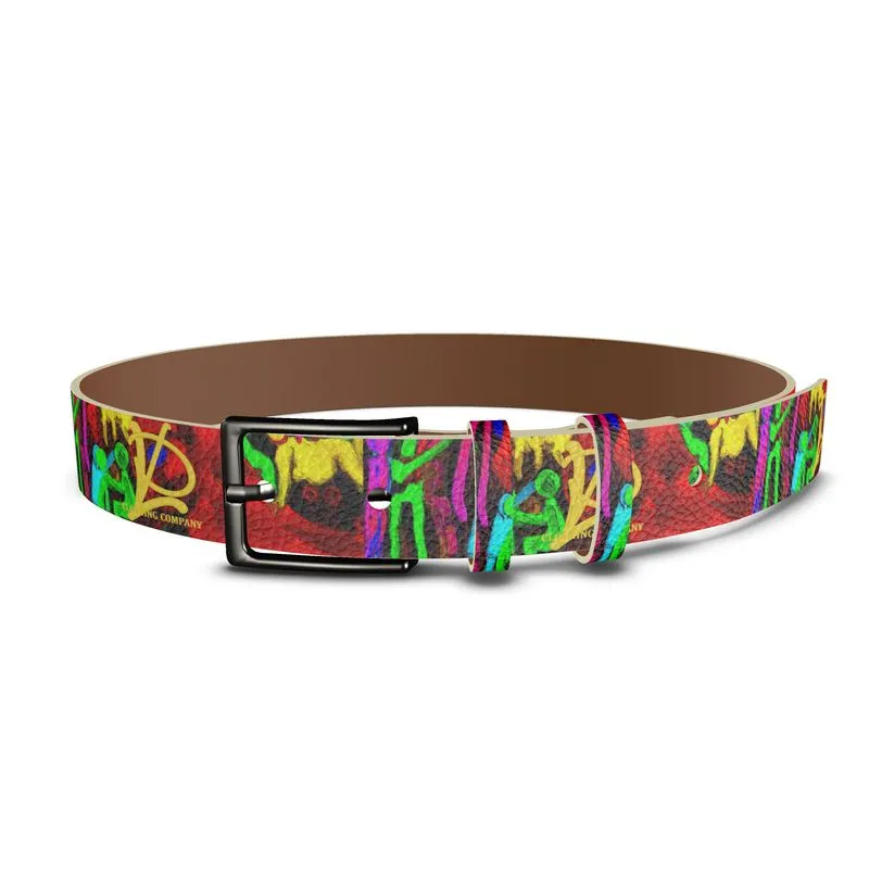 #Be138 LDCC frolic print leather belt