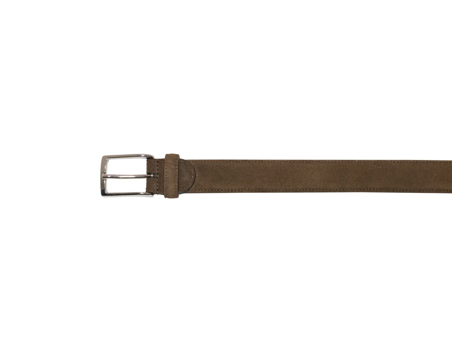 Belt with Nickel Buckle Brown Suede