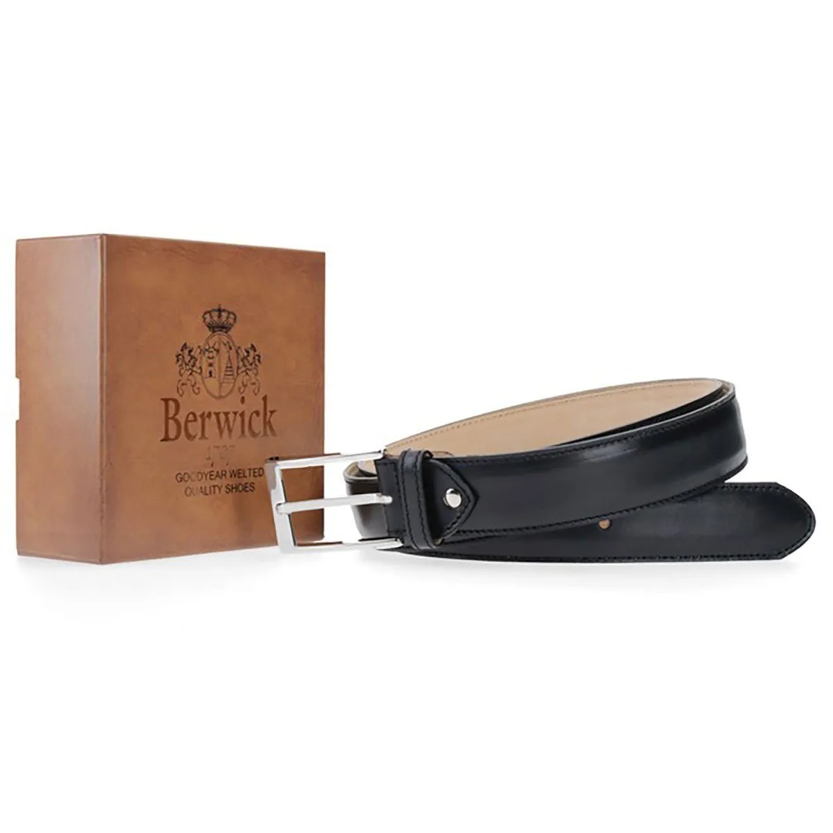 BERWICK 1707 Leather Belt - Black