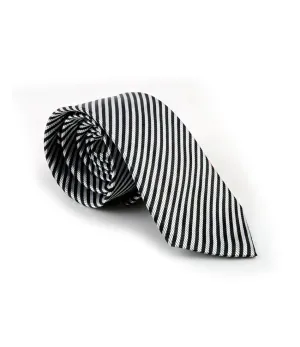 Black & Platinum Striped Neck Tie