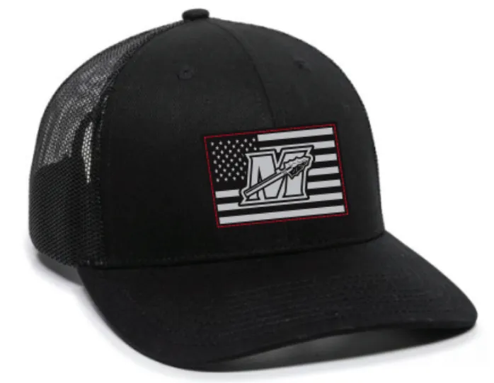 Black Flag Patch Trucker Cap w/Red Stitching