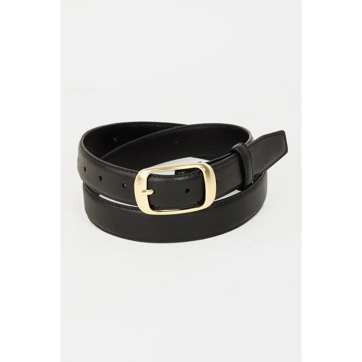 Black Gold Rectangle Buckle Belt