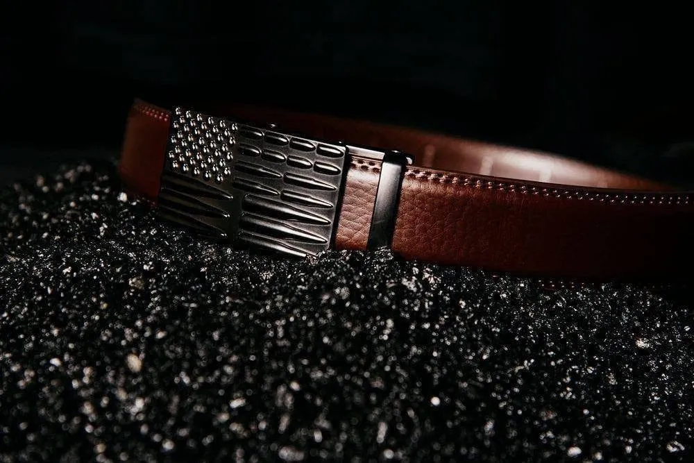 Brown American Flag Leather Belt