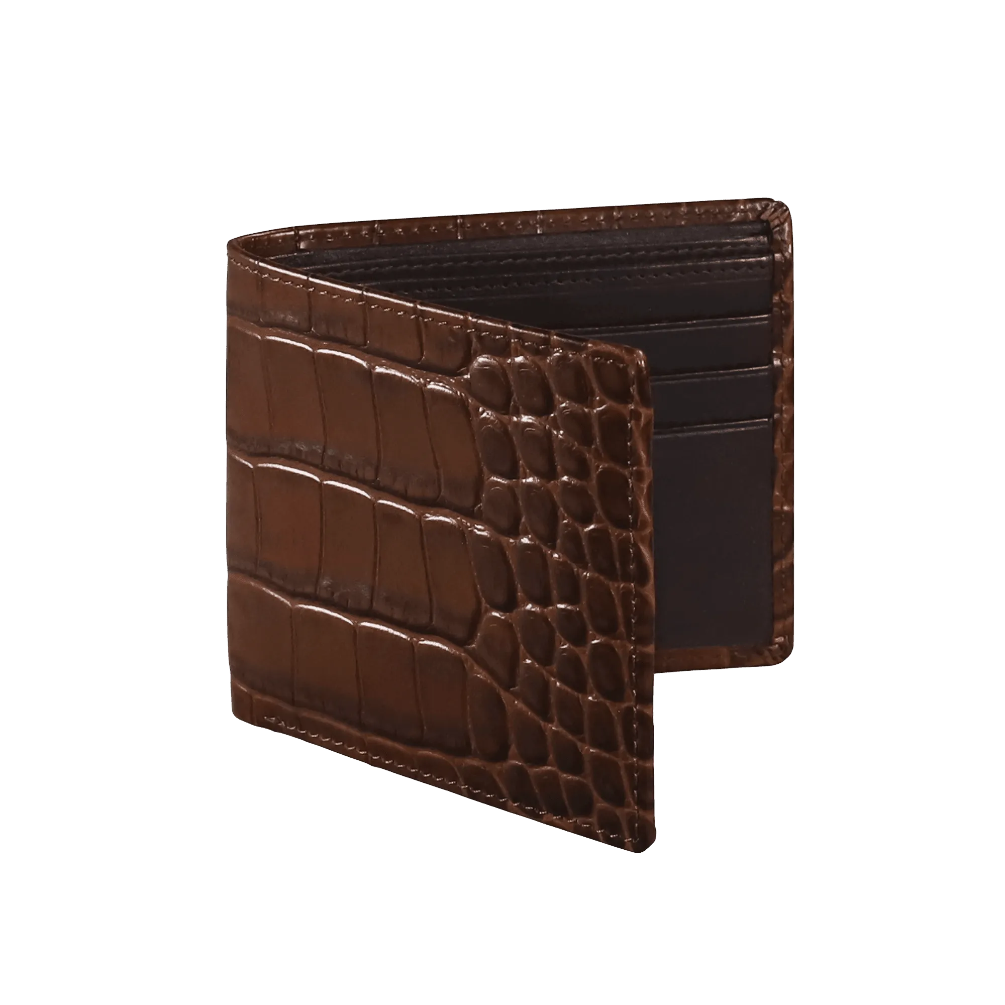 Brown Mock Croc Leather Wallet