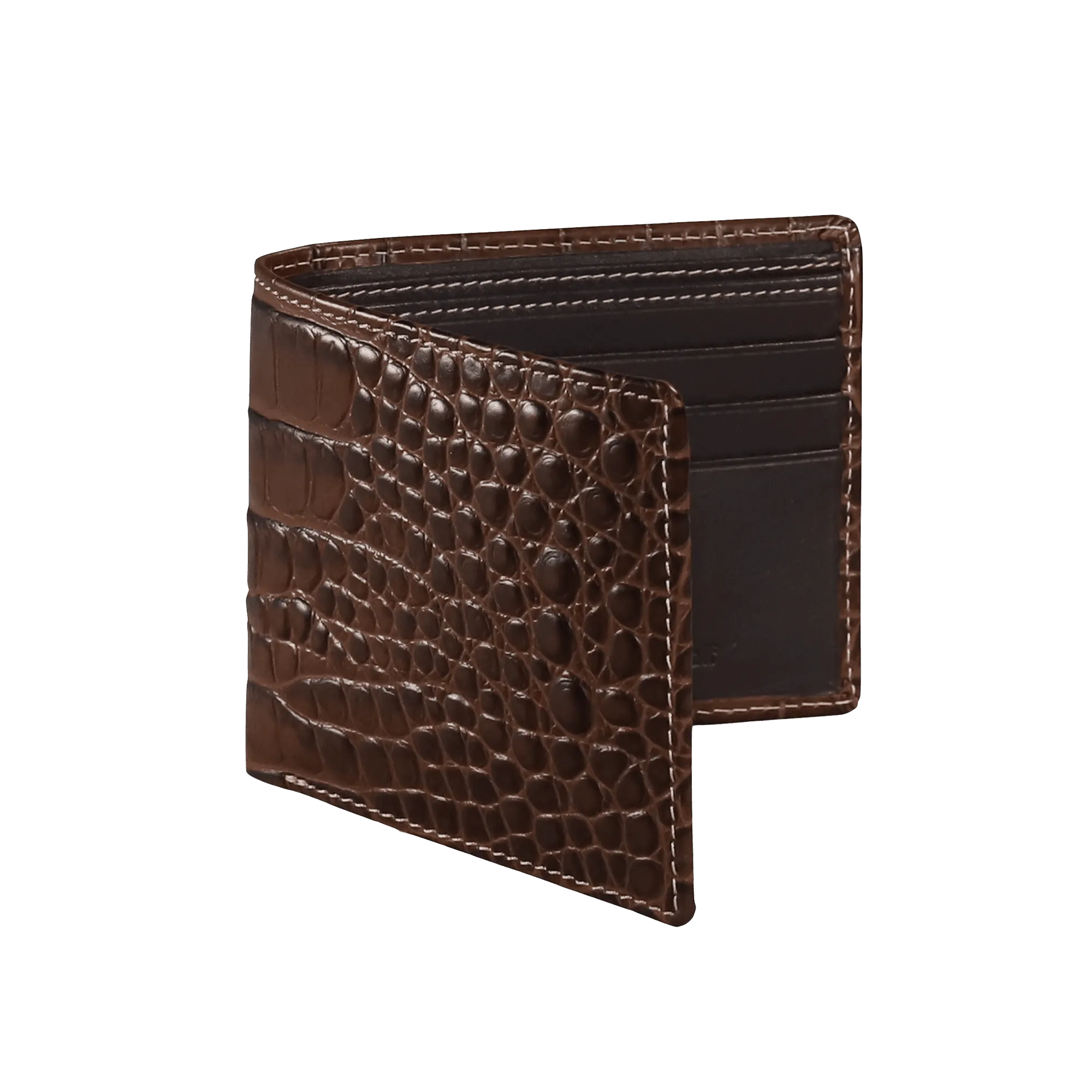 Brown Mock Croc Leather Wallet