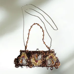 Brown Vintage Beaded Evening Bag