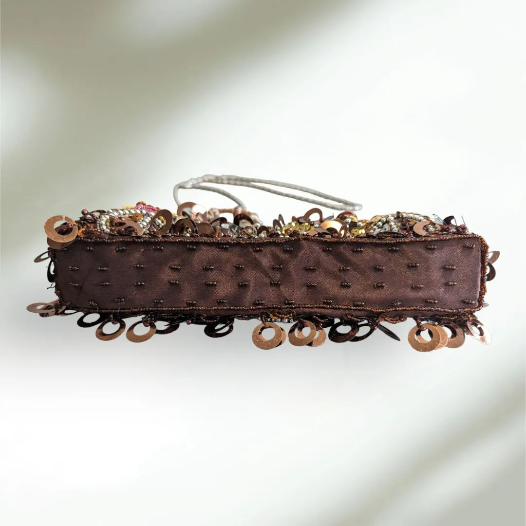 Brown Vintage Beaded Evening Bag