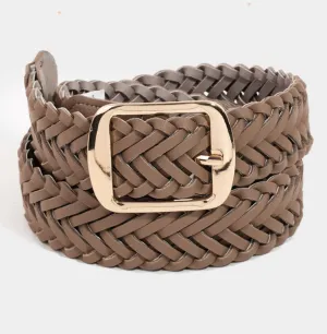 Bryce Woven Vegan Leather Belt in Tan