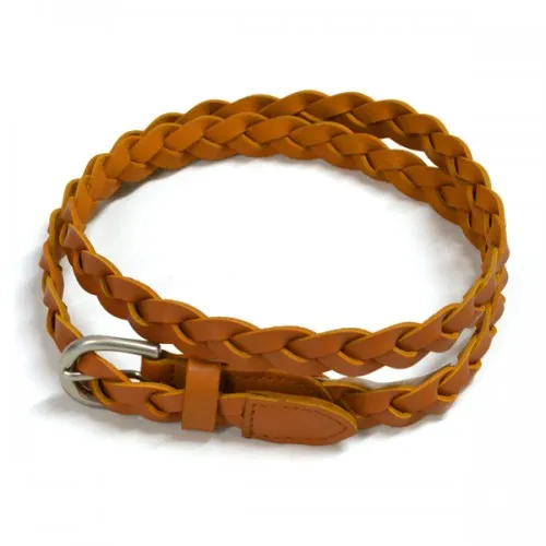 CAROL - Womens Tan Genuine Leather Plaited Belt