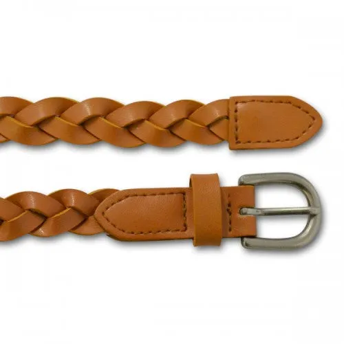 CAROL - Womens Tan Genuine Leather Plaited Belt