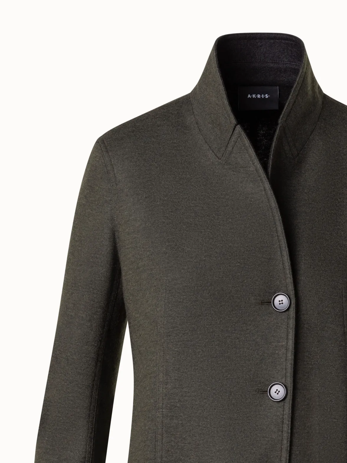 Cashmere Jersey Jacket with Asymmetrical Closure