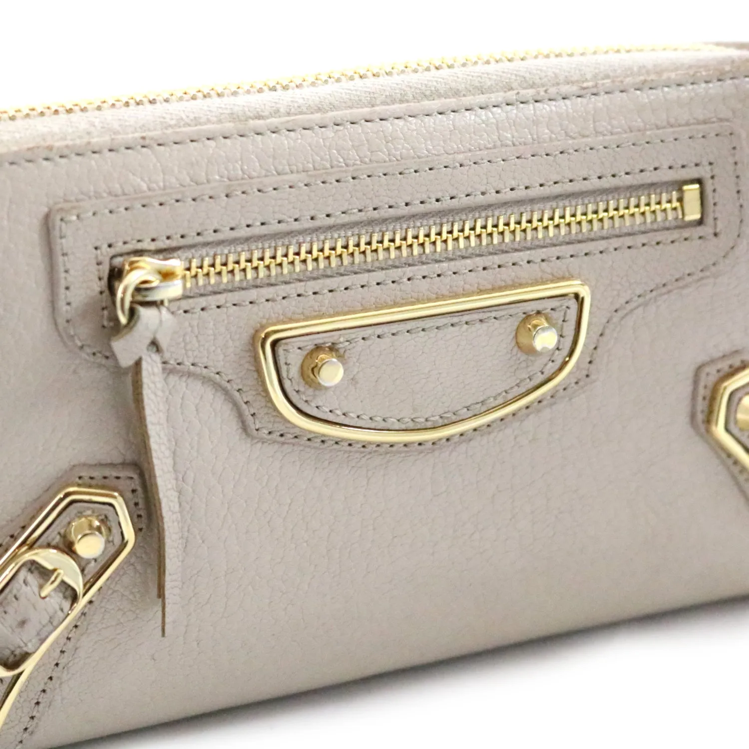 Chevre Metallic Edge Gold Continental Wallet