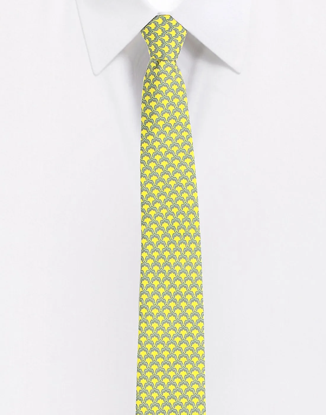 Chokore Grey & Lemon Green Silk Tie - Indian at Heart line