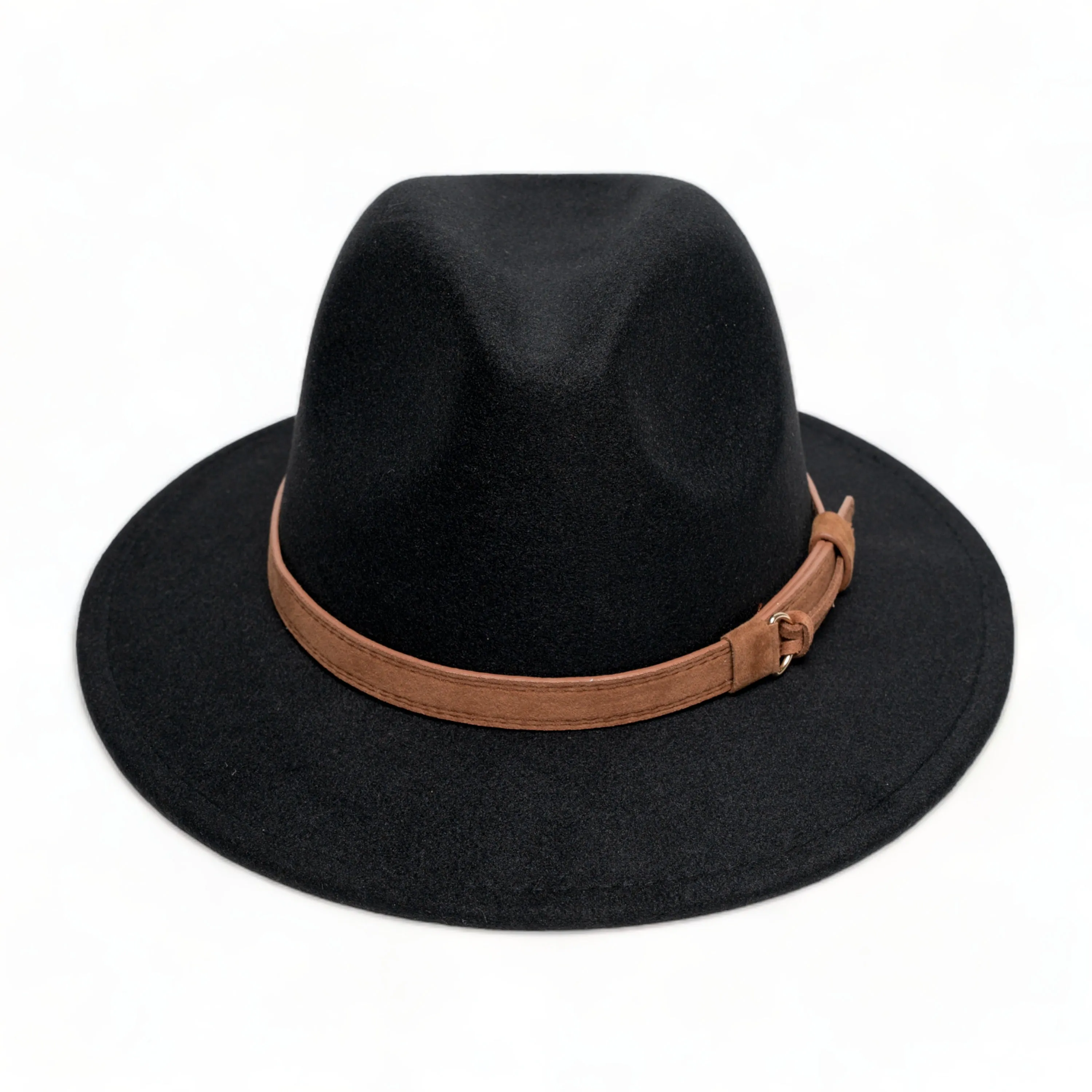 Chokore Pinched Fedora Hat with PU Leather Belt (Black)