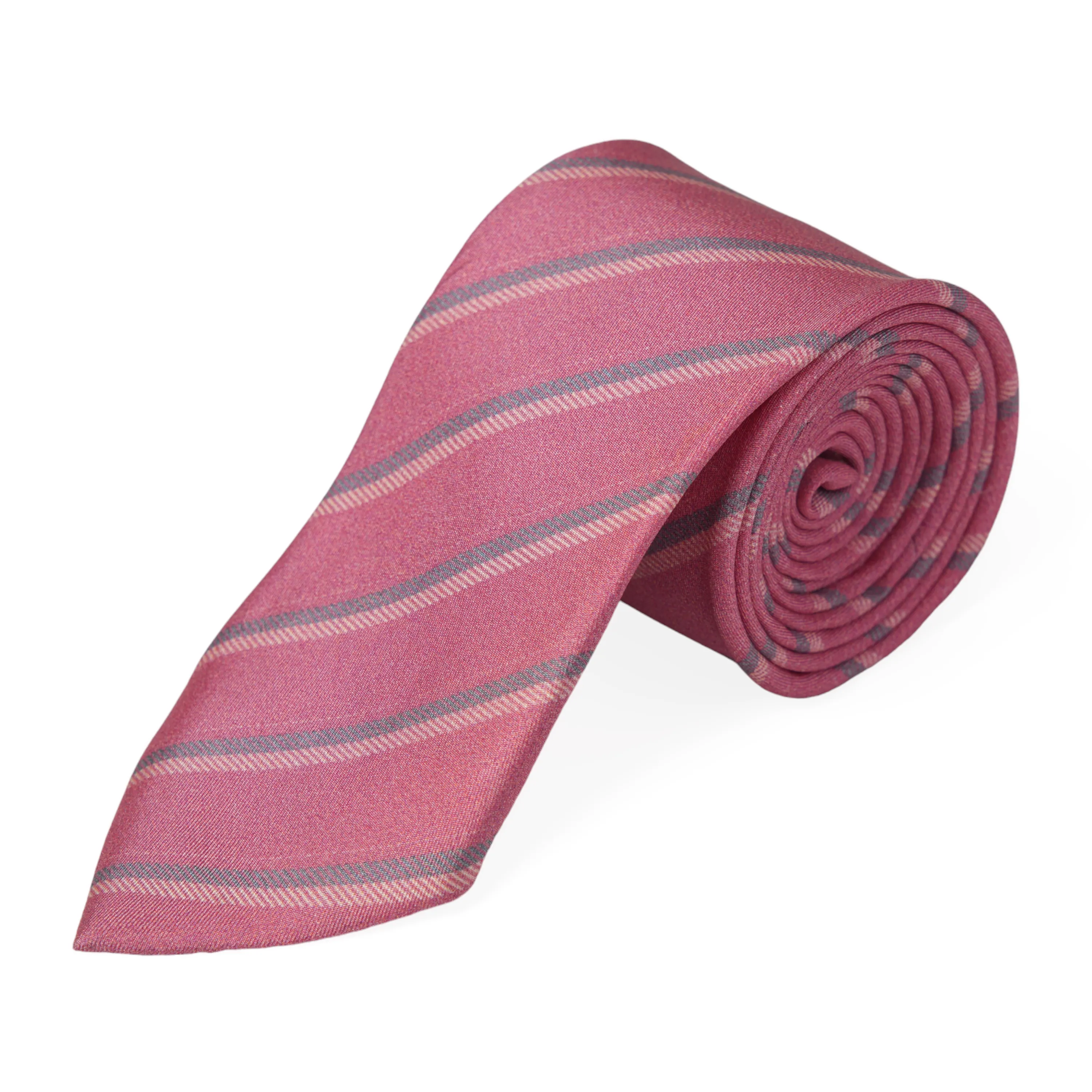 Chokore Pink Striped Silk Necktie - Plaids Range