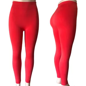 CLEARANCE FLEECE LEGGINGS (CASE OF 72 - $1.50 / PIECE) - Women's Fleece Leggings in Coral SKU: P1301-CORAL-72