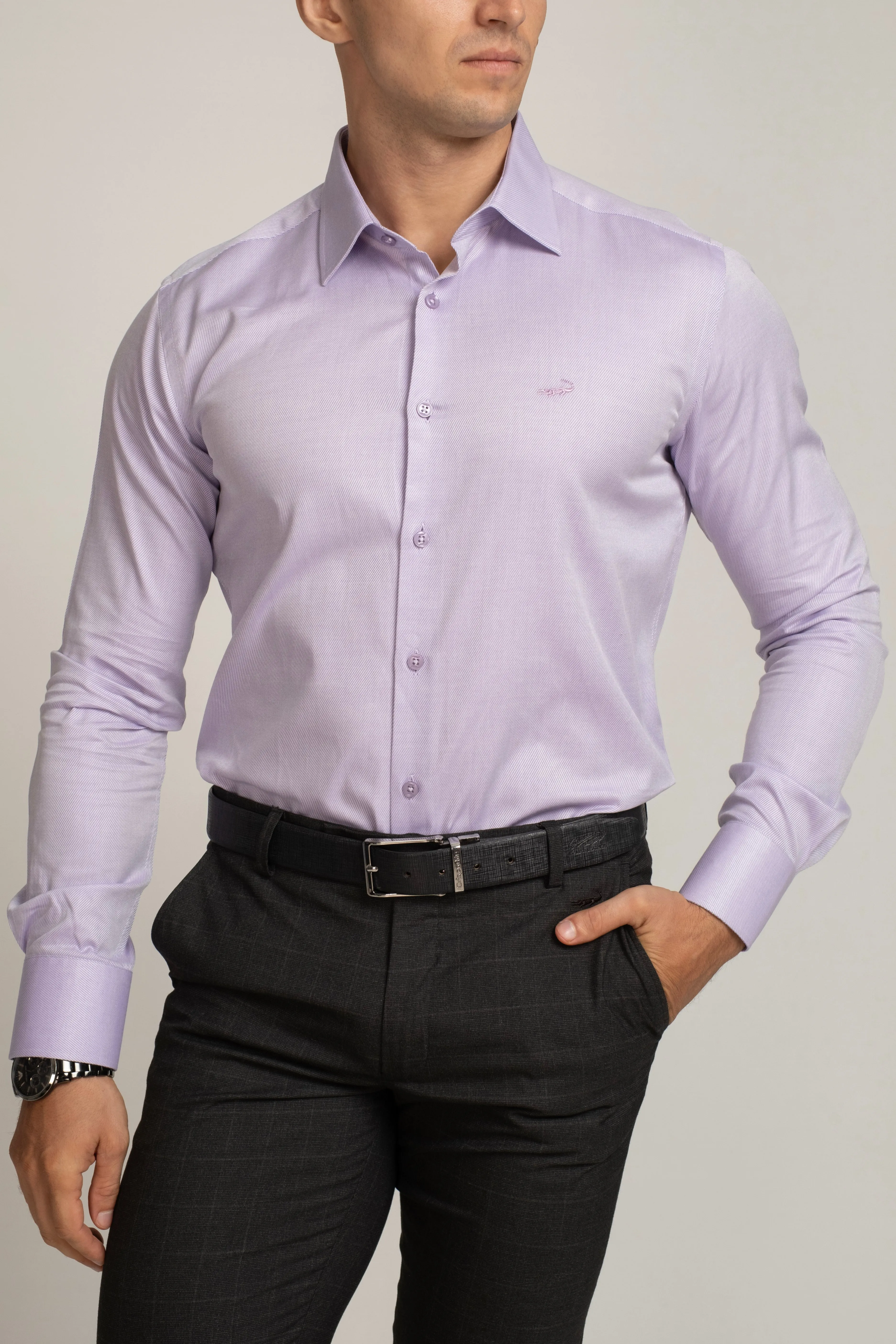 Crocodile Slim Fit Formal Seasonal Shirt Purple - Bougainvilla