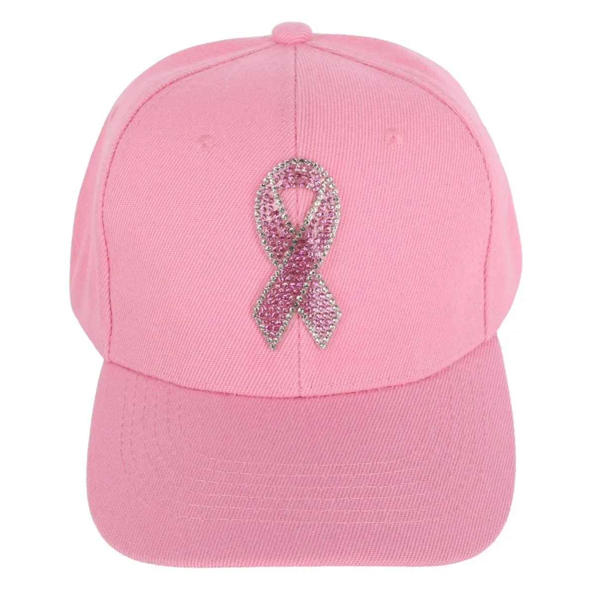 CTM® Breast Cancer Awareness Blinged Ribbon Baseball Cap