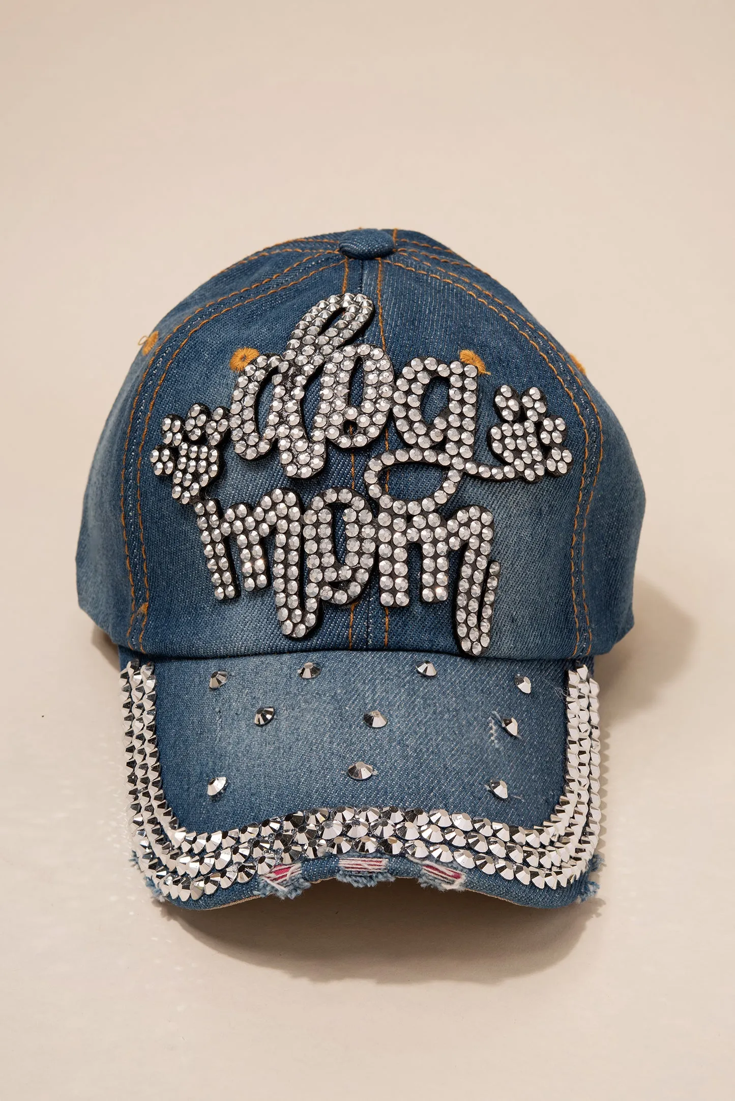 Dog Mom Cap with 3 Line Jewels