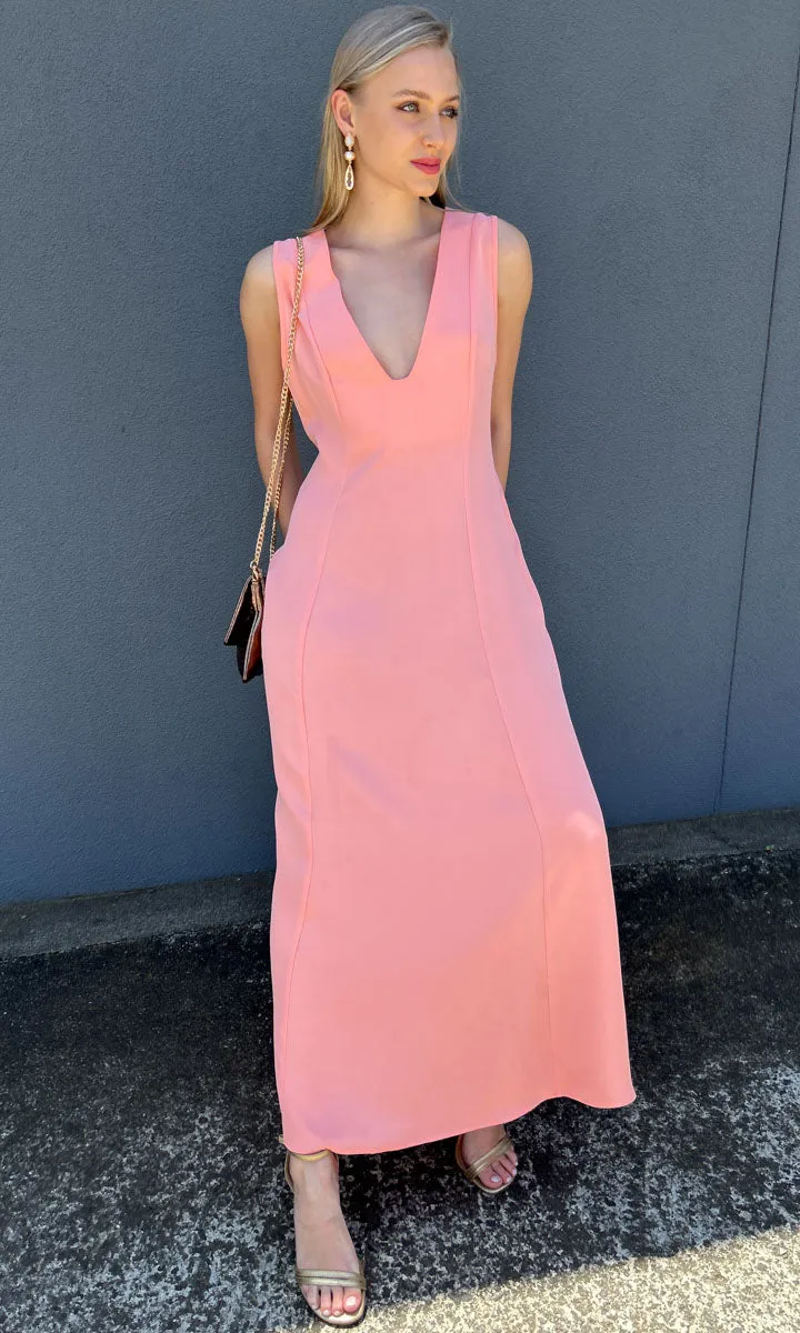 Dominique Next Lifetime Dress - Coral Silk Faille