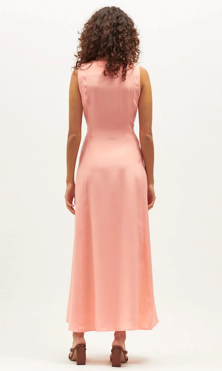 Dominique Next Lifetime Dress - Coral Silk Faille