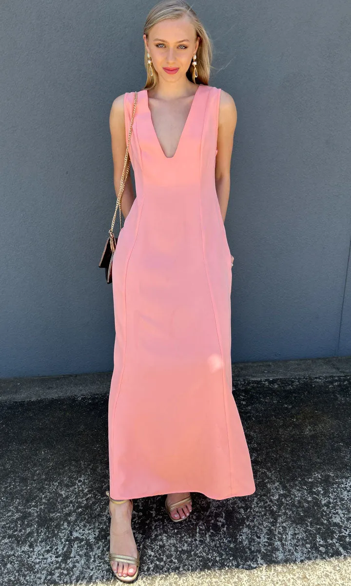 Dominique Next Lifetime Dress - Coral Silk Faille