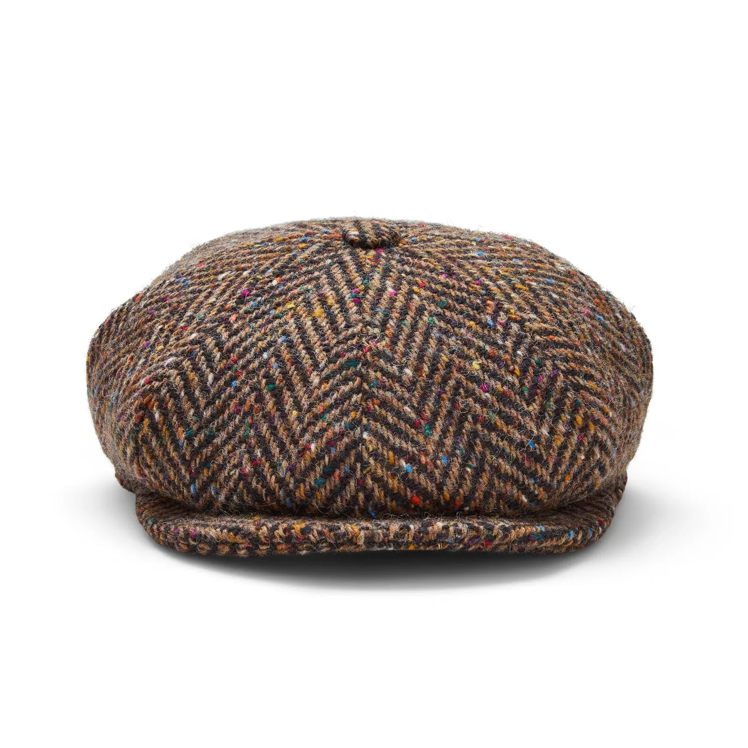 Donegal Tweed 8 Piece Baker Boy Cap | Brown Speckled Herringbone | City Sport