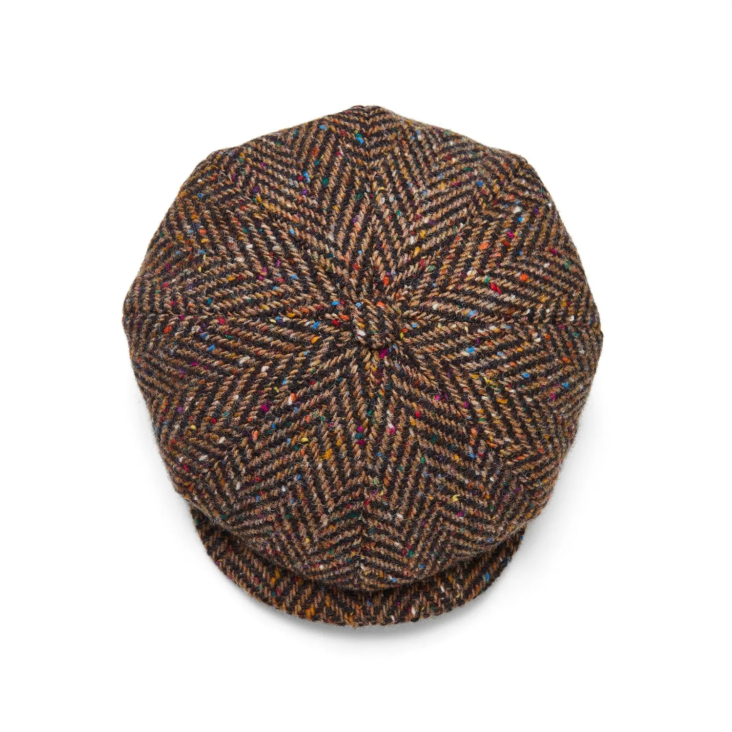 Donegal Tweed 8 Piece Baker Boy Cap | Brown Speckled Herringbone | City Sport