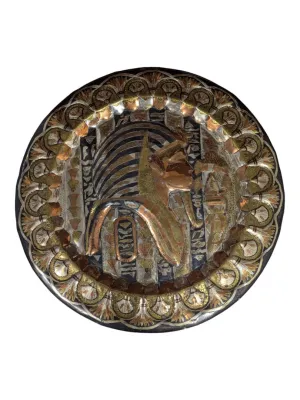 Egyptian Bronze Decorative Plate 19.5"