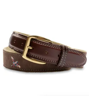 Embroidered Mallard Nubuck Belt Brown