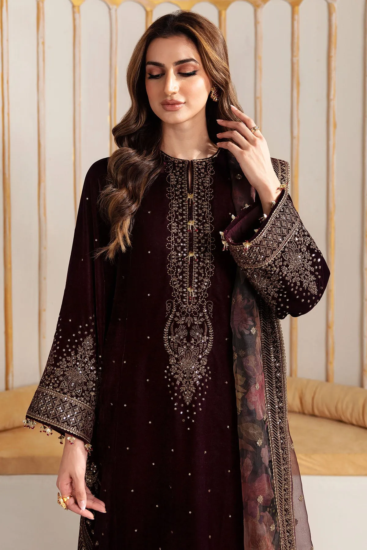 Embroidered Velvet Formal VF-2012