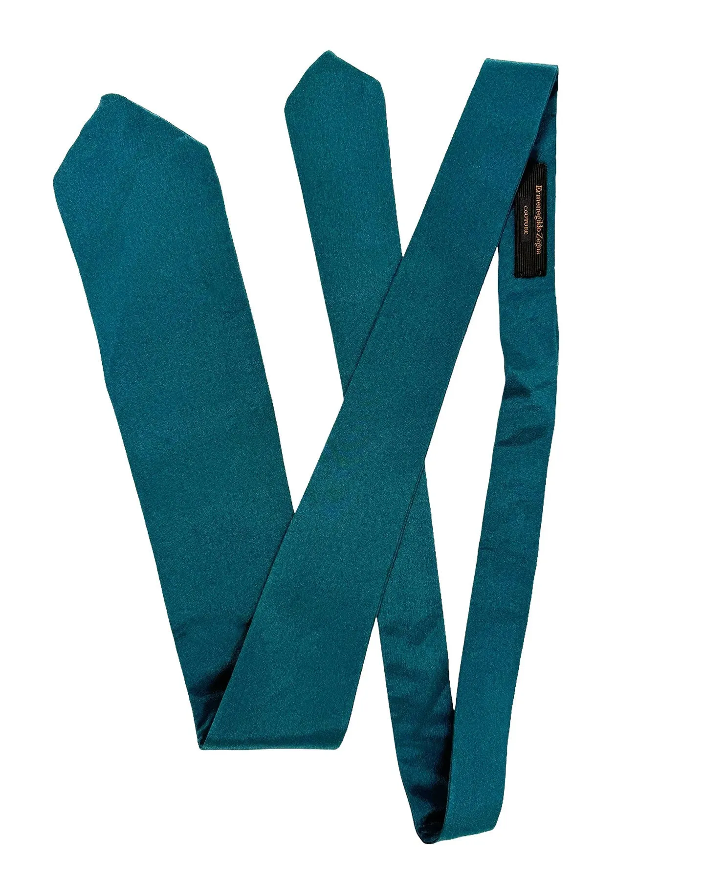 Ermenegildo Zegna Silk Tie Couture XXX Solid Teal - Double Sided