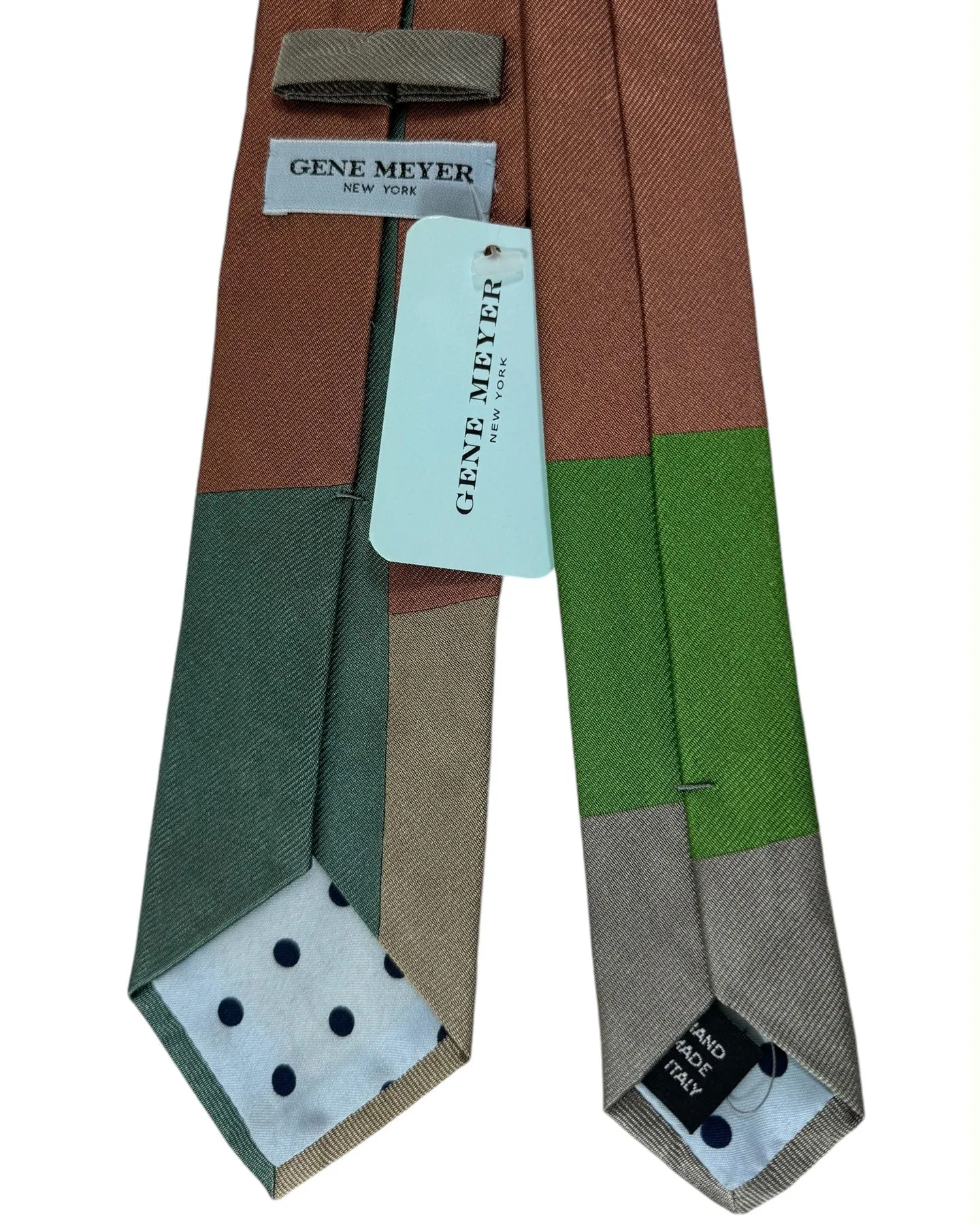 Gene Meyer Necktie Pink Green Blue Design - Hand Made In Italy