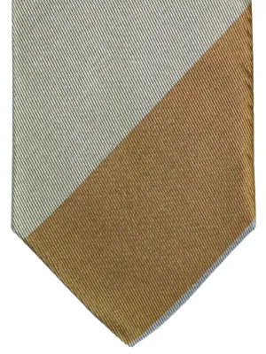 Gene Meyer Silk Tie Gray Brown Pink Stripe