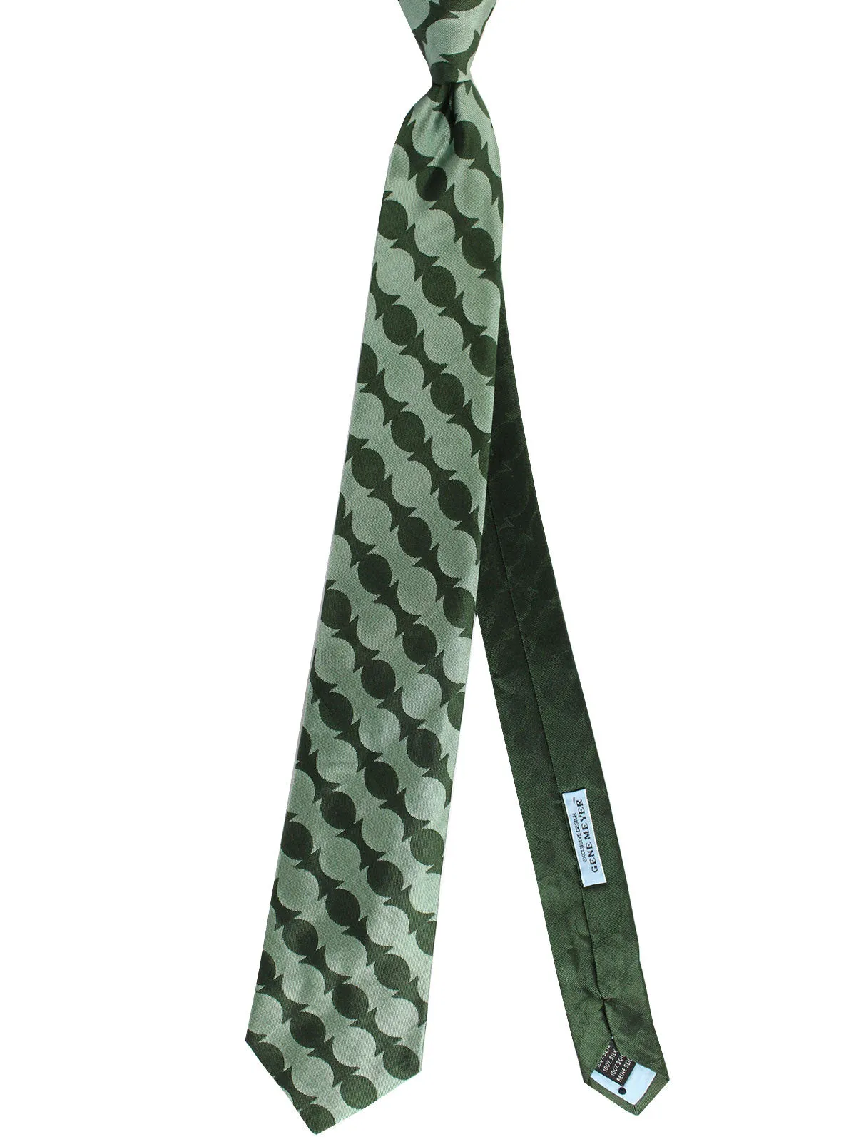 Gene Meyer Silk Tie Green Gray Geometric SALE