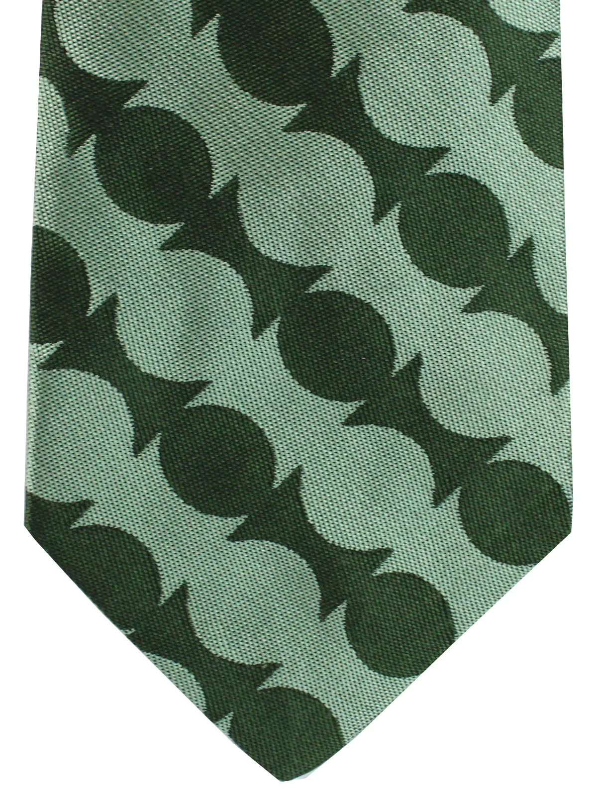 Gene Meyer Silk Tie Green Gray Geometric SALE