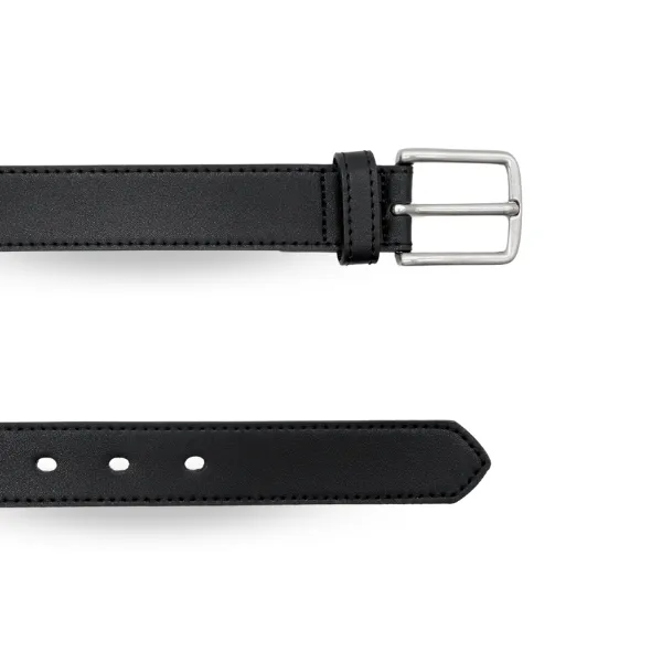 Glendale |  Women's Black Genuine Leather Belt with Brushed Silver Buckle