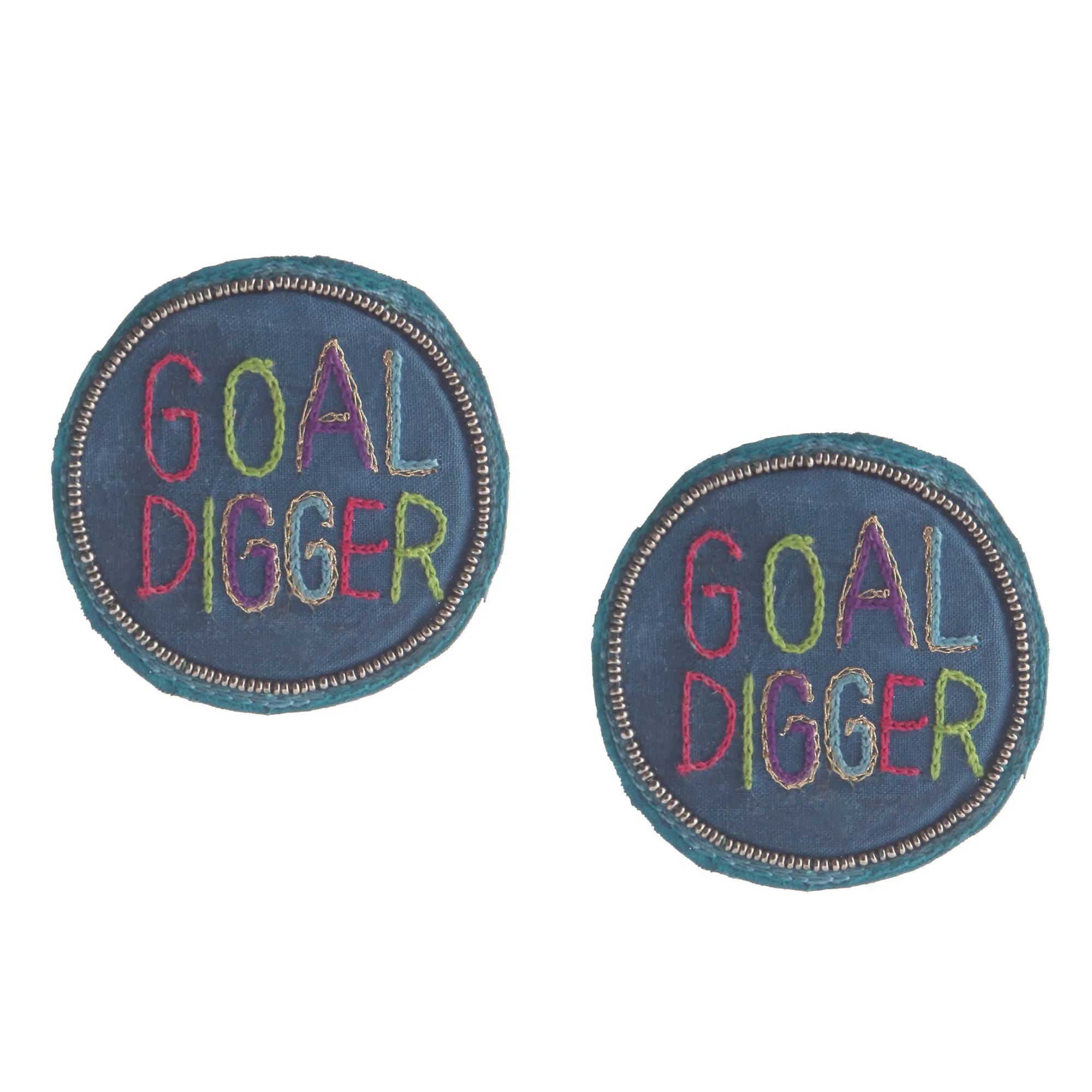 Goal digger blue handcrafted earring