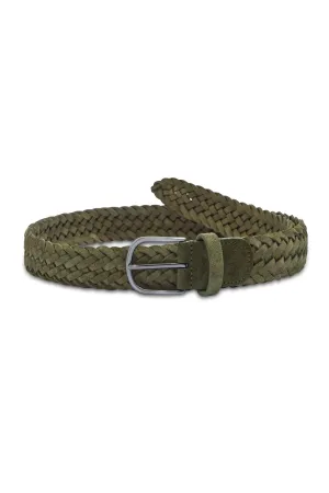 Green Plaited Suede Belt